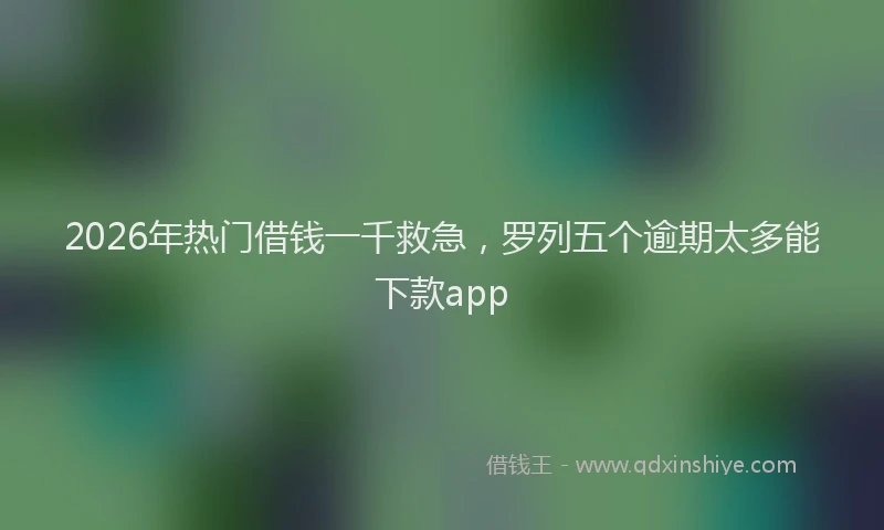 2026年热门借钱一千救急，罗列五个逾期太多能下款app