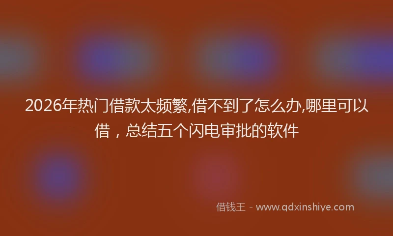 2026年热门借款太频繁,借不到了怎么办,哪里可以借，总结五个闪电审批的软件