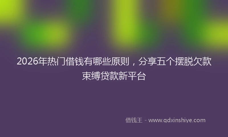 2026年热门借钱有哪些原则，分享五个摆脱欠款束缚贷款新平台