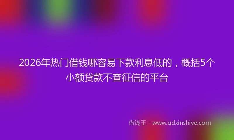 2026年热门借钱哪容易下款利息低的，概括5个小额贷款不查征信的平台