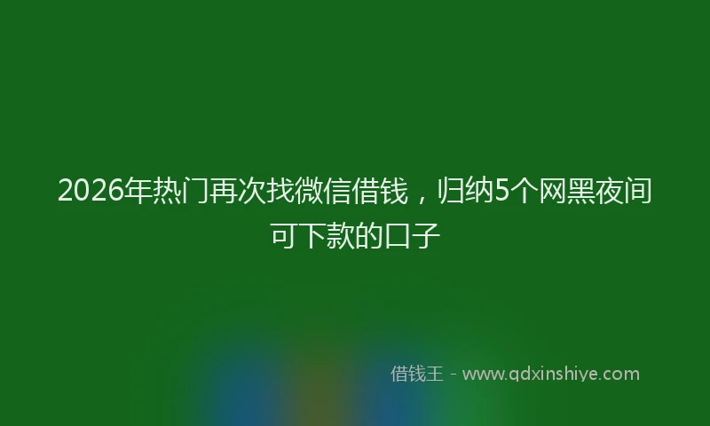 2026年热门再次找微信借钱，归纳5个网黑夜间可下款的口子