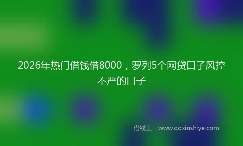 2026年热门借钱借8000，罗列5个网贷口子风控不严的口子