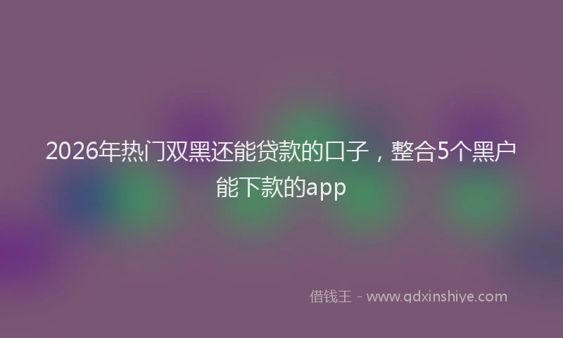 2026年热门双黑还能贷款的口子，整合5个黑户能下款的app