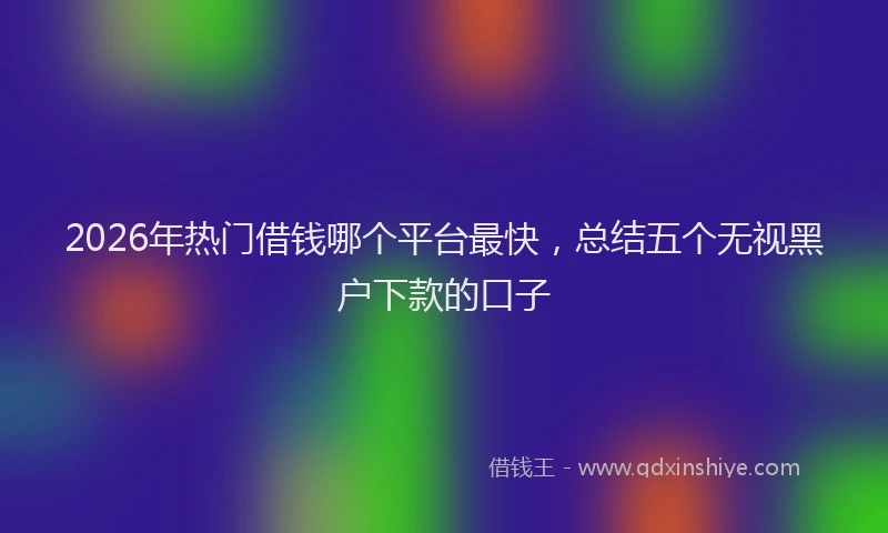 2026年热门借钱哪个平台最快，总结五个无视黑户下款的口子