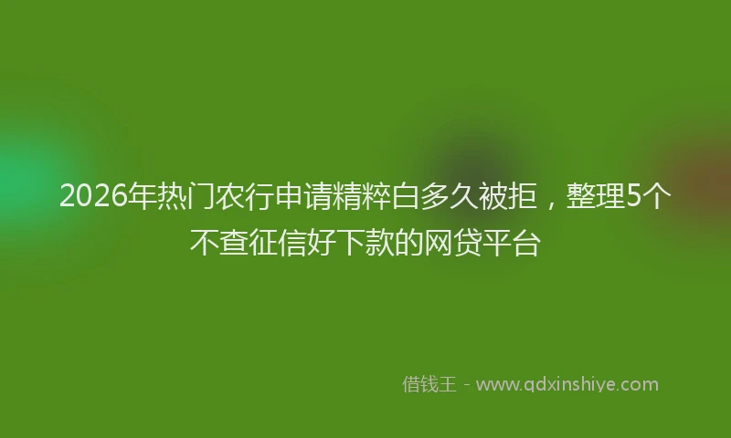 2026年热门农行申请精粹白多久被拒，整理5个不查征信好下款的网贷平台