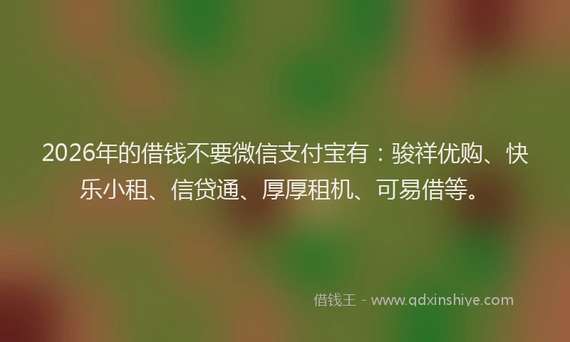 2026年的借钱不要微信支付宝有：骏祥优购、快乐小租、信贷通、厚厚租机、可易借等。
