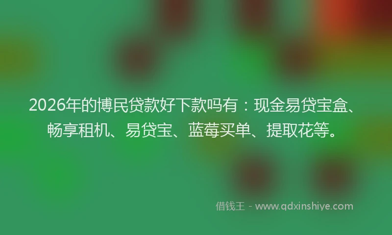 2026年的博民贷款好下款吗有：现金易贷宝盒、畅享租机、易贷宝、蓝莓买单、提取花等。