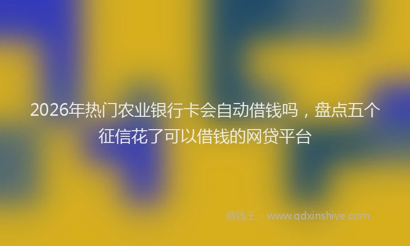 2026年热门农业银行卡会自动借钱吗，盘点五个征信花了可以借钱的网贷平台