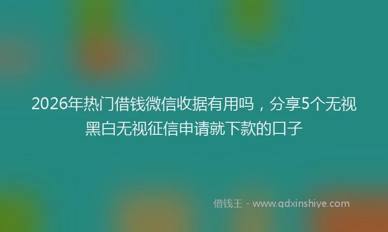 2026年热门借钱微信收据有用吗，分享5个无视黑白无视征信申请就下款的口子