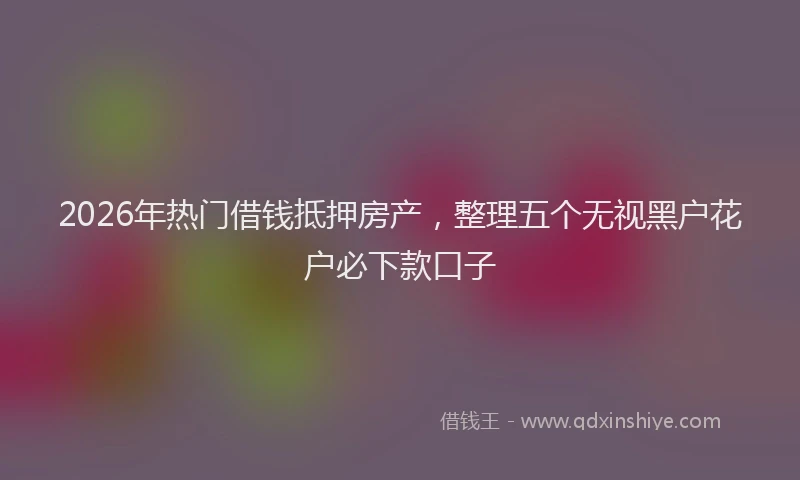 2026年热门借钱抵押房产，整理五个无视黑户花户必下款口子