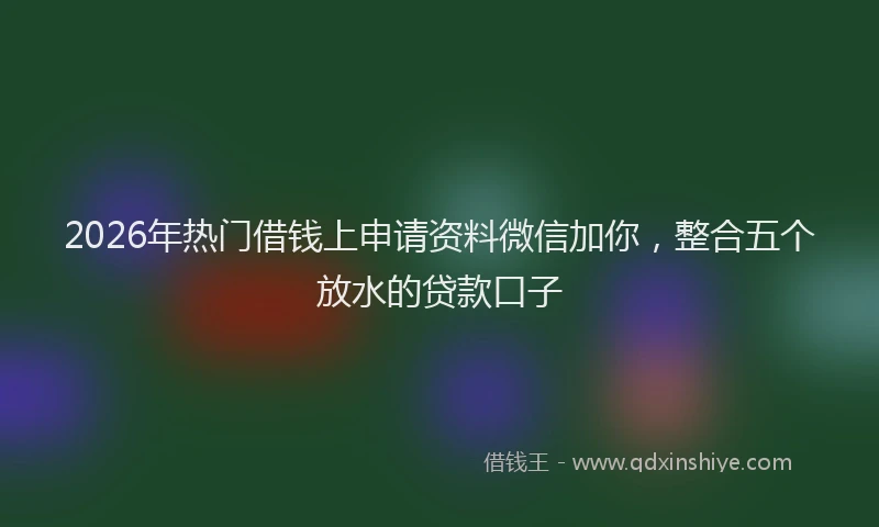 2026年热门借钱上申请资料微信加你，整合五个放水的贷款口子