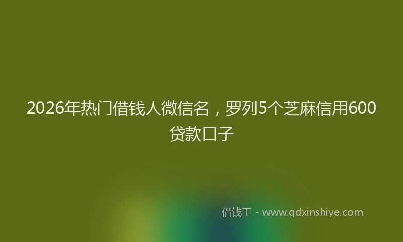 2026年热门借钱人微信名，罗列5个芝麻信用600贷款口子