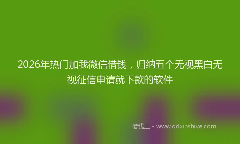 2026年热门加我微信借钱，归纳五个无视黑白无视征信申请就下款的软件