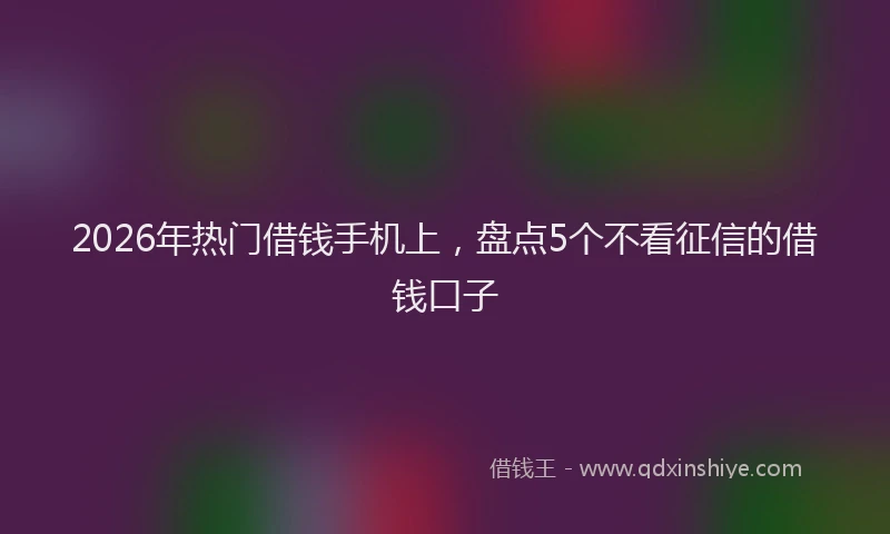 2026年热门借钱手机上，盘点5个不看征信的借钱口子