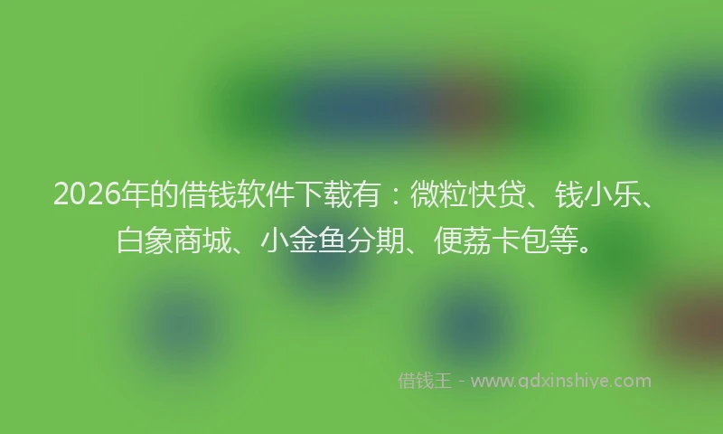 2026年的借钱软件下载有：微粒快贷、钱小乐、白象商城、小金鱼分期、便荔卡包等。