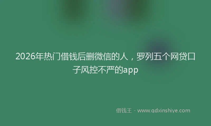 2026年热门借钱后删微信的人，罗列五个网贷口子风控不严的app