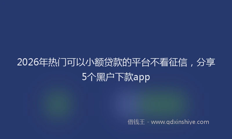 2026年热门可以小额贷款的平台不看征信，分享5个黑户下款app
