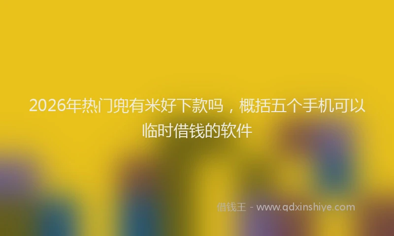 2026年热门兜有米好下款吗，概括五个手机可以临时借钱的软件