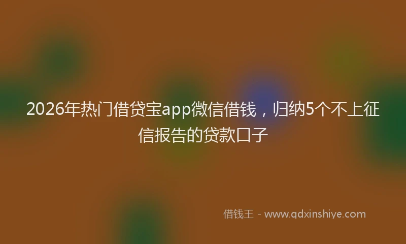 2026年热门借贷宝app微信借钱，归纳5个不上征信报告的贷款口子