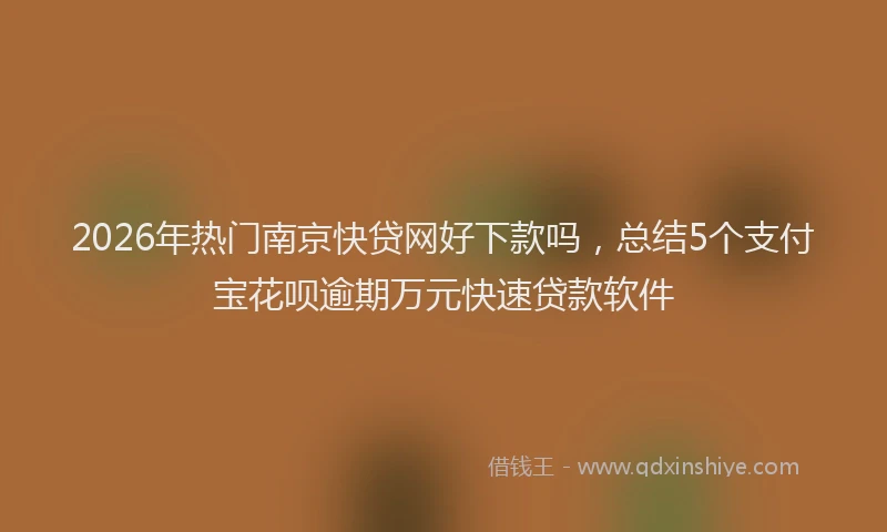 2026年热门南京快贷网好下款吗，总结5个支付宝花呗逾期万元快速贷款软件