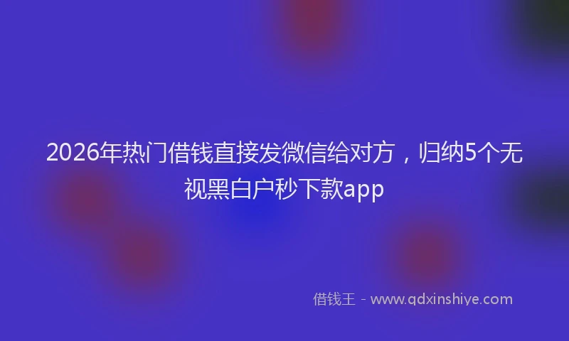 2026年热门借钱直接发微信给对方，归纳5个无视黑白户秒下款app