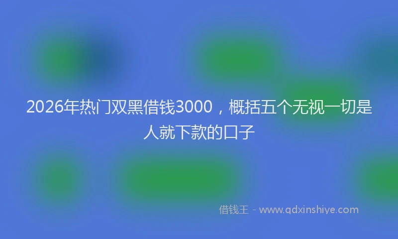 2026年热门双黑借钱3000，概括五个无视一切是人就下款的口子
