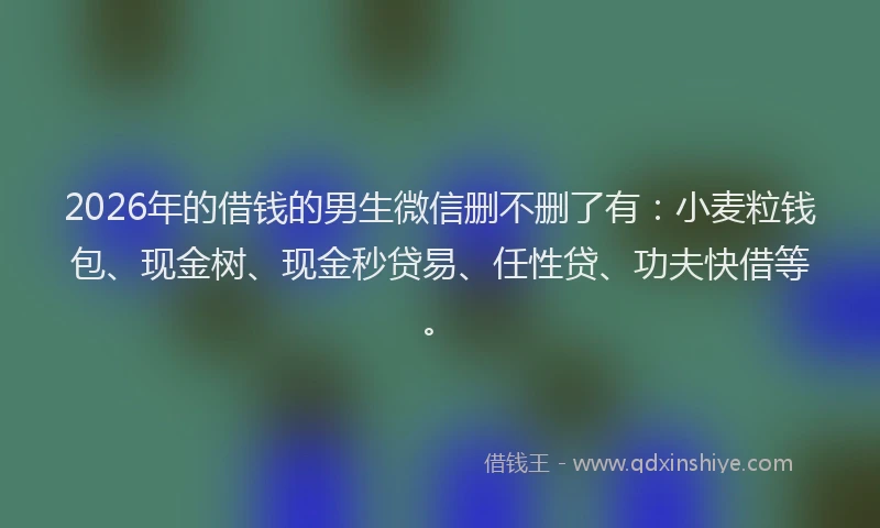 2026年的借钱的男生微信删不删了有：小麦粒钱包、现金树、现金秒贷易、任性贷、功夫快借等。