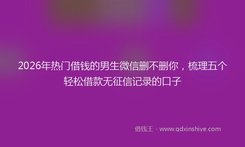 2026年热门借钱的男生微信删不删你，梳理五个轻松借款无征信记录的口子