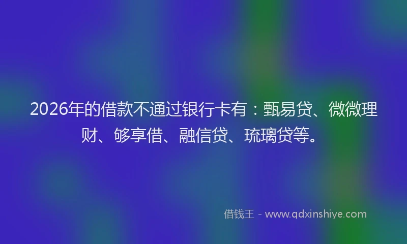 2026年的借款不通过银行卡有：甄易贷、微微理财、够享借、融信贷、琉璃贷等。