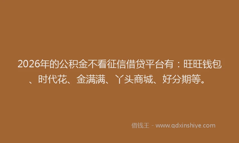 2026年的公积金不看征信借贷平台有：旺旺钱包、时代花、金满满、丫头商城、好分期等。