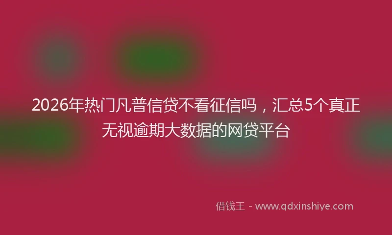2026年热门凡普信贷不看征信吗，汇总5个真正无视逾期大数据的网贷平台