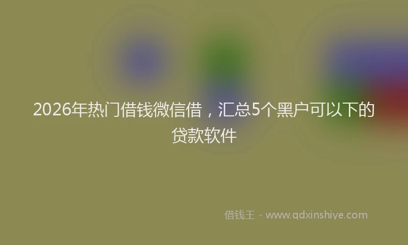 2026年热门借钱微信借，汇总5个黑户可以下的贷款软件