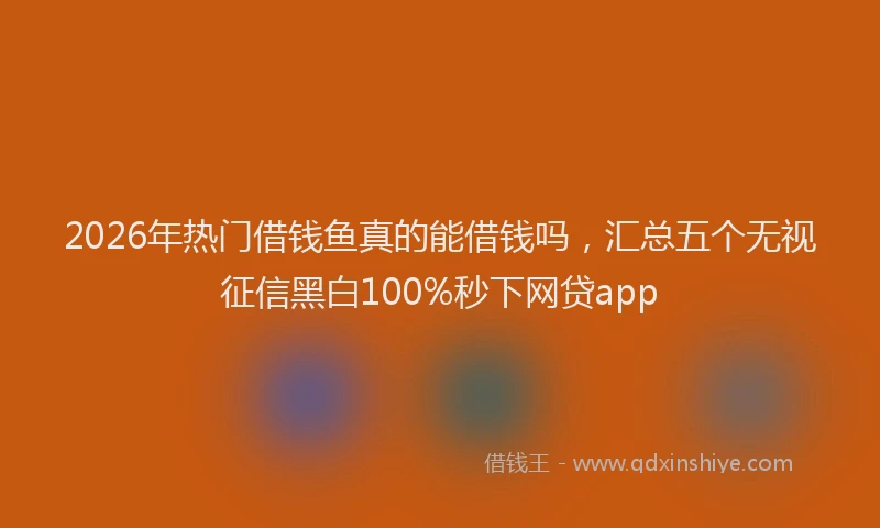 2026年热门借钱鱼真的能借钱吗，汇总五个无视征信黑白100%秒下网贷app
