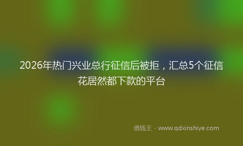 2026年热门兴业总行征信后被拒，汇总5个征信花居然都下款的平台