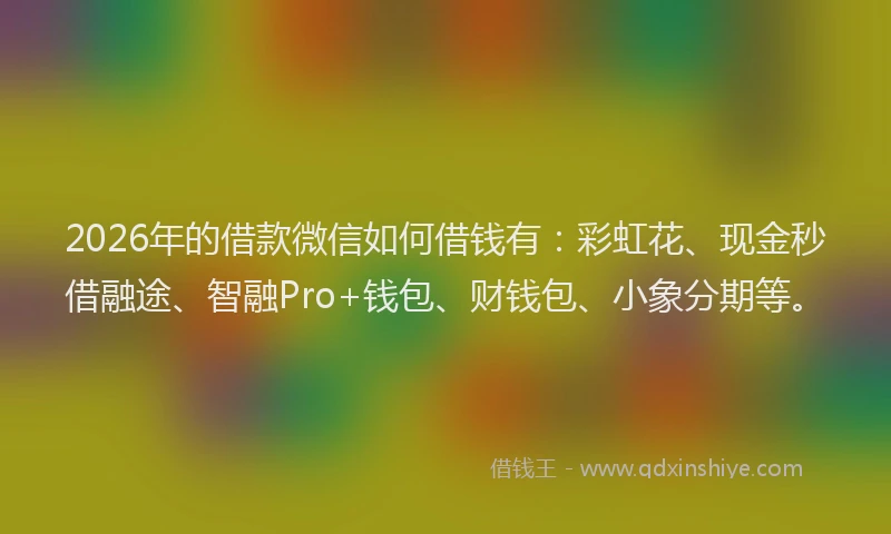 2026年的借款微信如何借钱有：彩虹花、现金秒借融途、智融Pro+钱包、财钱包、小象分期等。