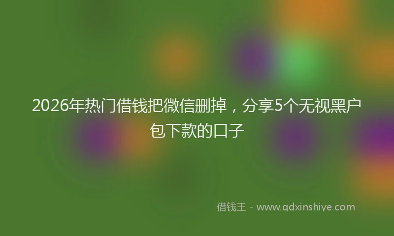 2026年热门借钱把微信删掉，分享5个无视黑户包下款的口子