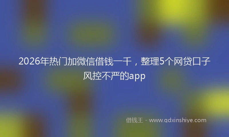 2026年热门加微信借钱一千，整理5个网贷口子风控不严的app