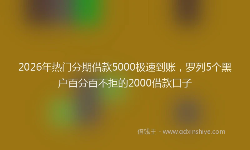 2026年热门分期借款5000极速到账，罗列5个黑户百分百不拒的2000借款口子