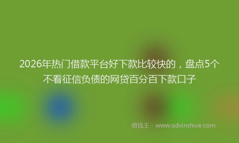 2026年热门借款平台好下款比较快的，盘点5个不看征信负债的网贷百分百下款口子