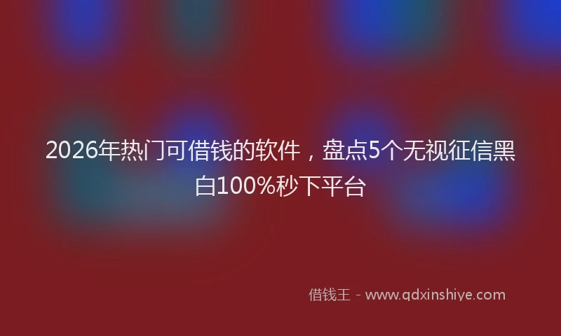 2026年热门可借钱的软件，盘点5个无视征信黑白100%秒下平台