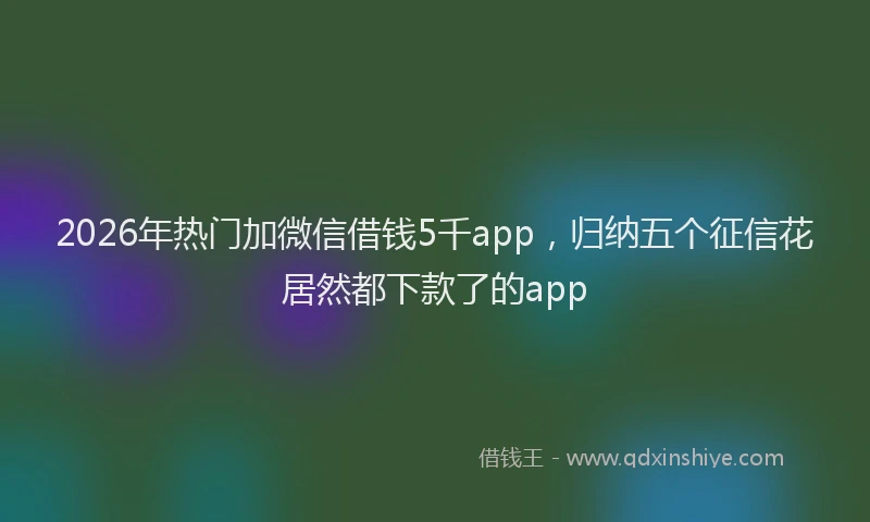 2026年热门加微信借钱5千app，归纳五个征信花居然都下款了的app