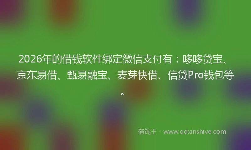 2026年的借钱软件绑定微信支付有：哆哆贷宝、京东易借、甄易融宝、麦芽快借、信贷Pro钱包等。