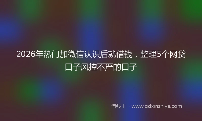 2026年热门加微信认识后就借钱，整理5个网贷口子风控不严的口子