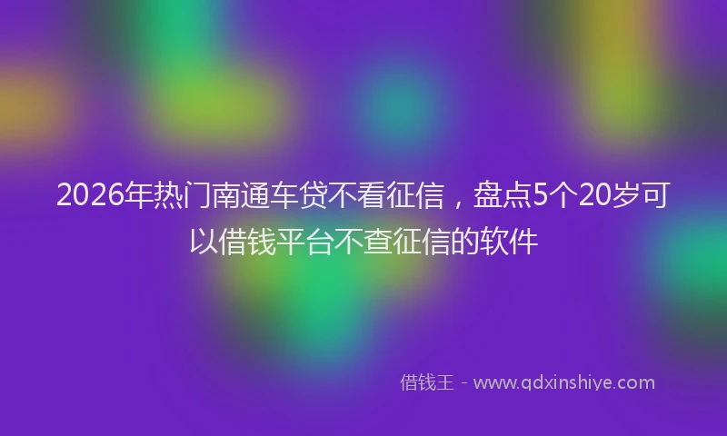 2026年热门南通车贷不看征信，盘点5个20岁可以借钱平台不查征信的软件