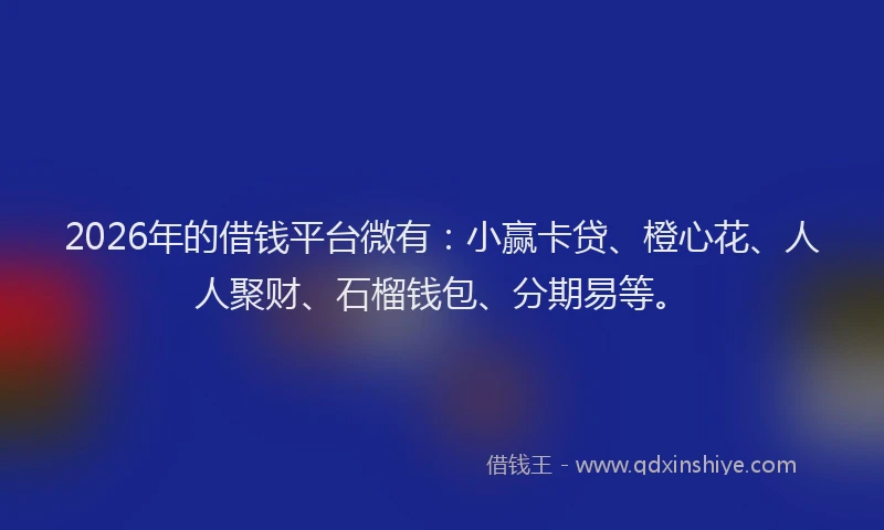 2026年的借钱平台微有：小赢卡贷、橙心花、人人聚财、石榴钱包、分期易等。