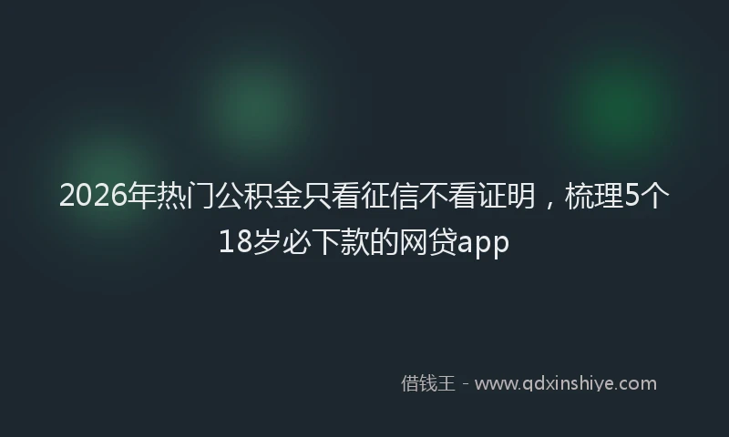 2026年热门公积金只看征信不看证明，梳理5个18岁必下款的网贷app