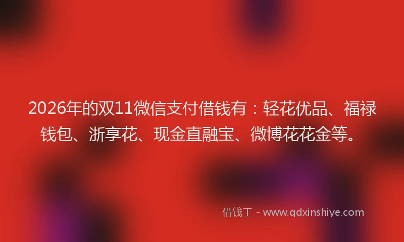 2026年的双11微信支付借钱有：轻花优品、福禄钱包、浙享花、现金直融宝、微博花花金等。