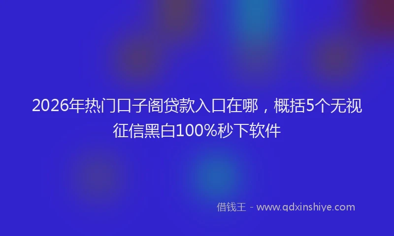2026年热门口子阁贷款入口在哪，概括5个无视征信黑白100%秒下软件