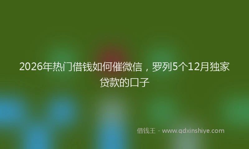 2026年热门借钱如何催微信，罗列5个12月独家贷款的口子