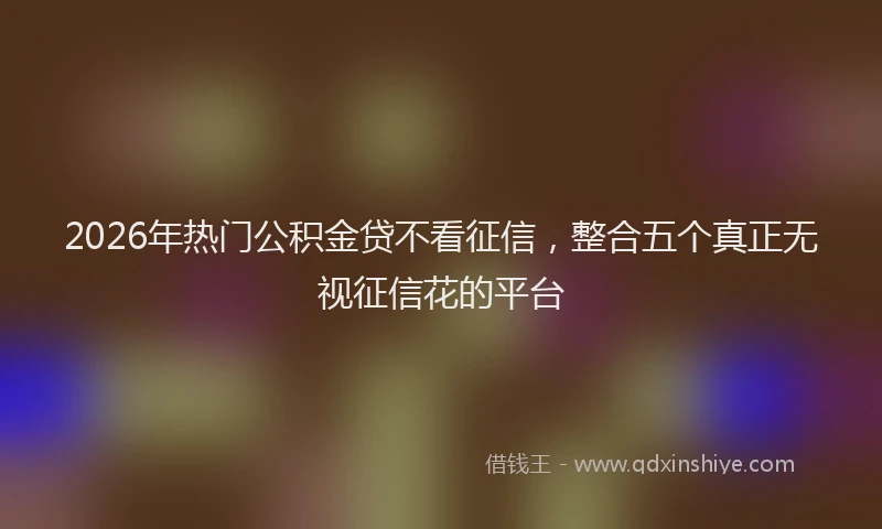 2026年热门公积金贷不看征信，整合五个真正无视征信花的平台